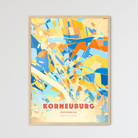 Colorful KORNEUBURG AUSTRIA Fine Art Map Blue Orange