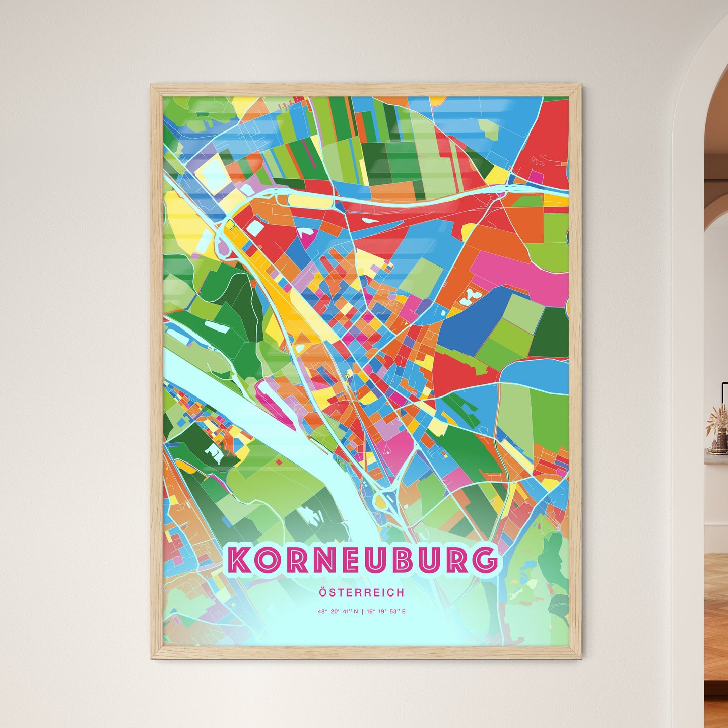 Colorful KORNEUBURG AUSTRIA Fine Art Map Crazy Colors