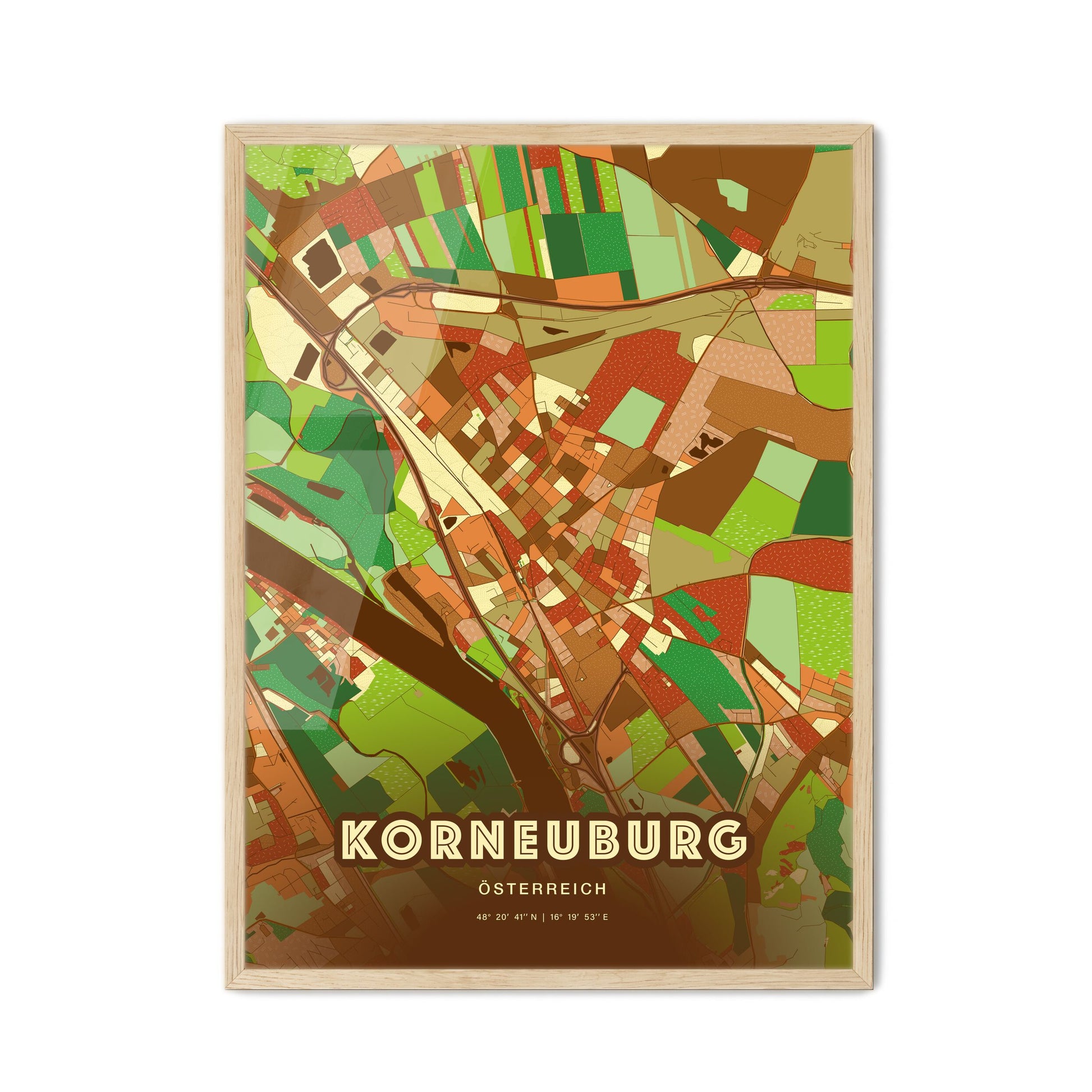 Colorful KORNEUBURG AUSTRIA Fine Art Map Farmhouse