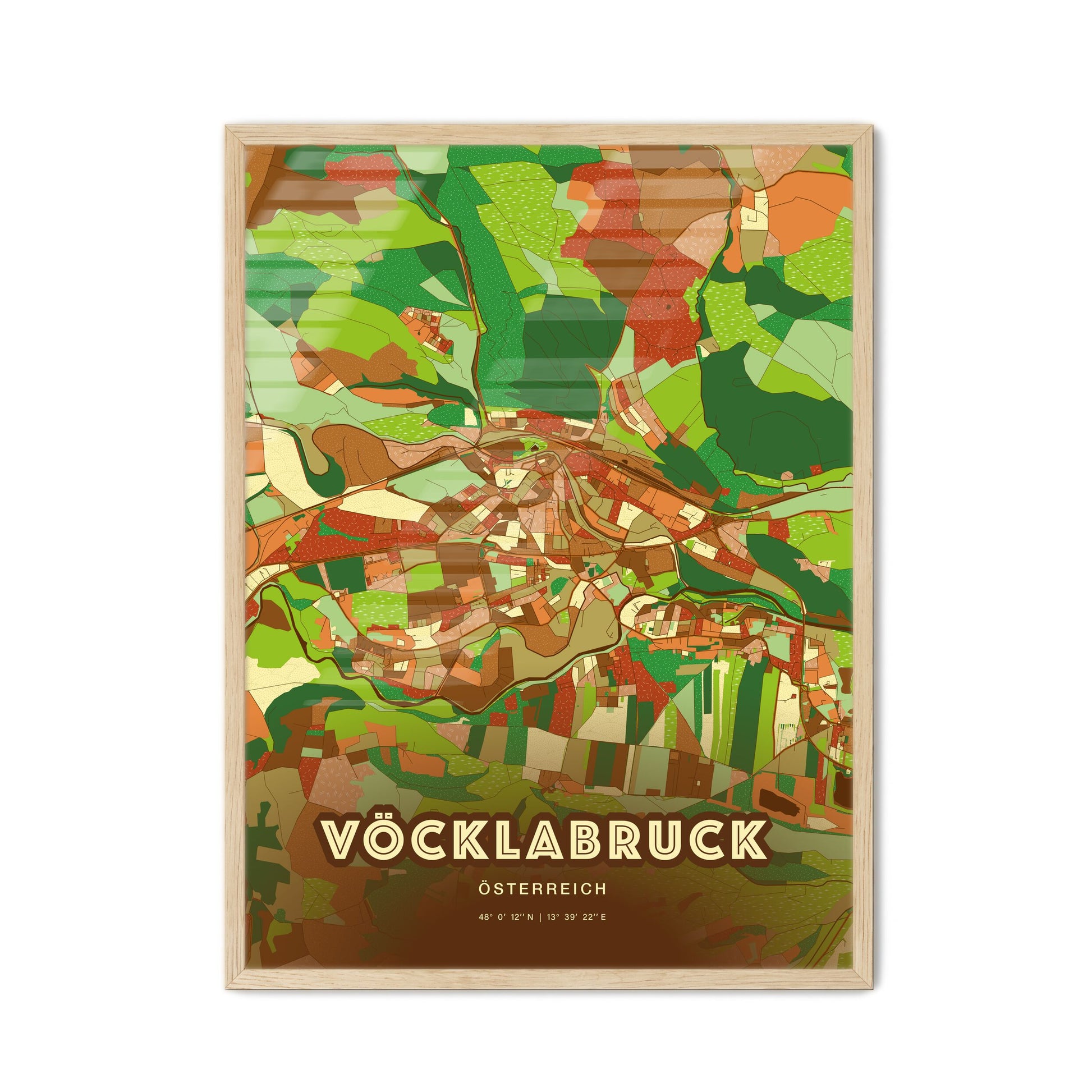 Colorful VÖCKLABRUCK AUSTRIA Fine Art Map Farmhouse