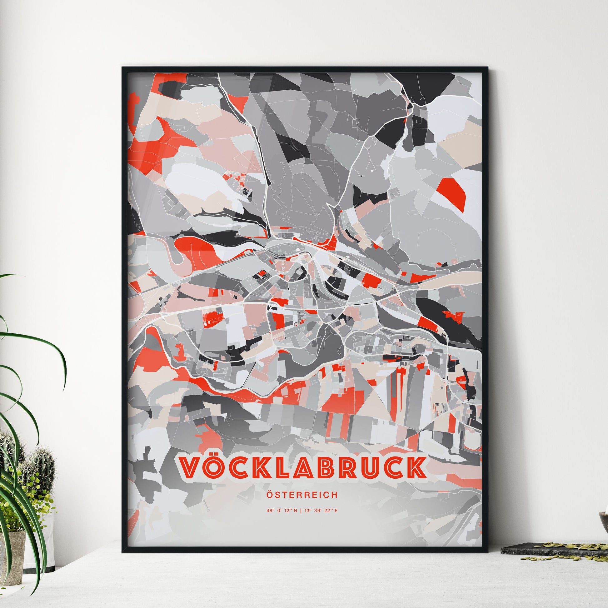 Colorful VÖCKLABRUCK AUSTRIA Fine Art Map Modern