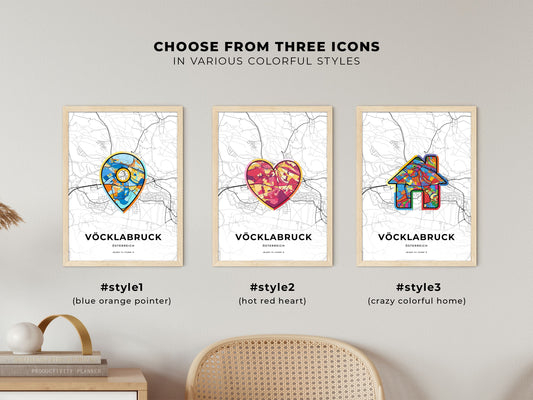 Vöcklabruck Austria maps with colorful icons