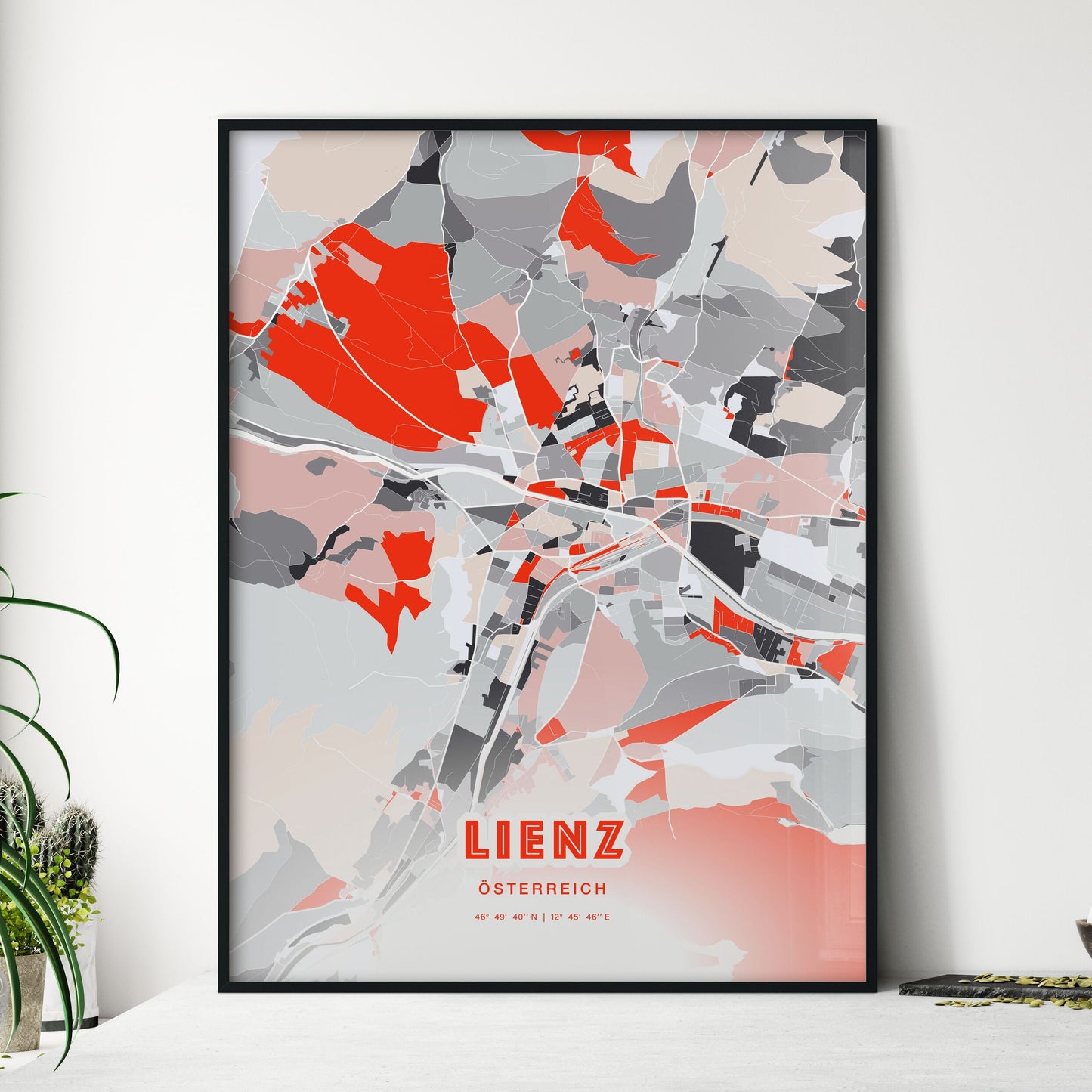 Colorful LIENZ AUSTRIA Fine Art Map Modern