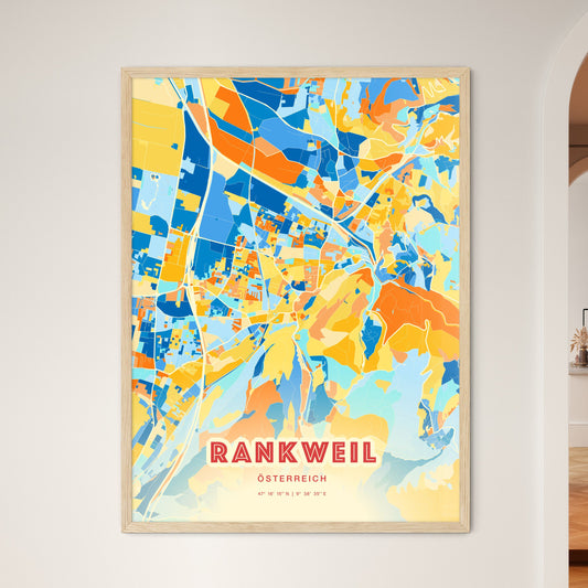 Colorful RANKWEIL AUSTRIA Fine Art Map Blue Orange