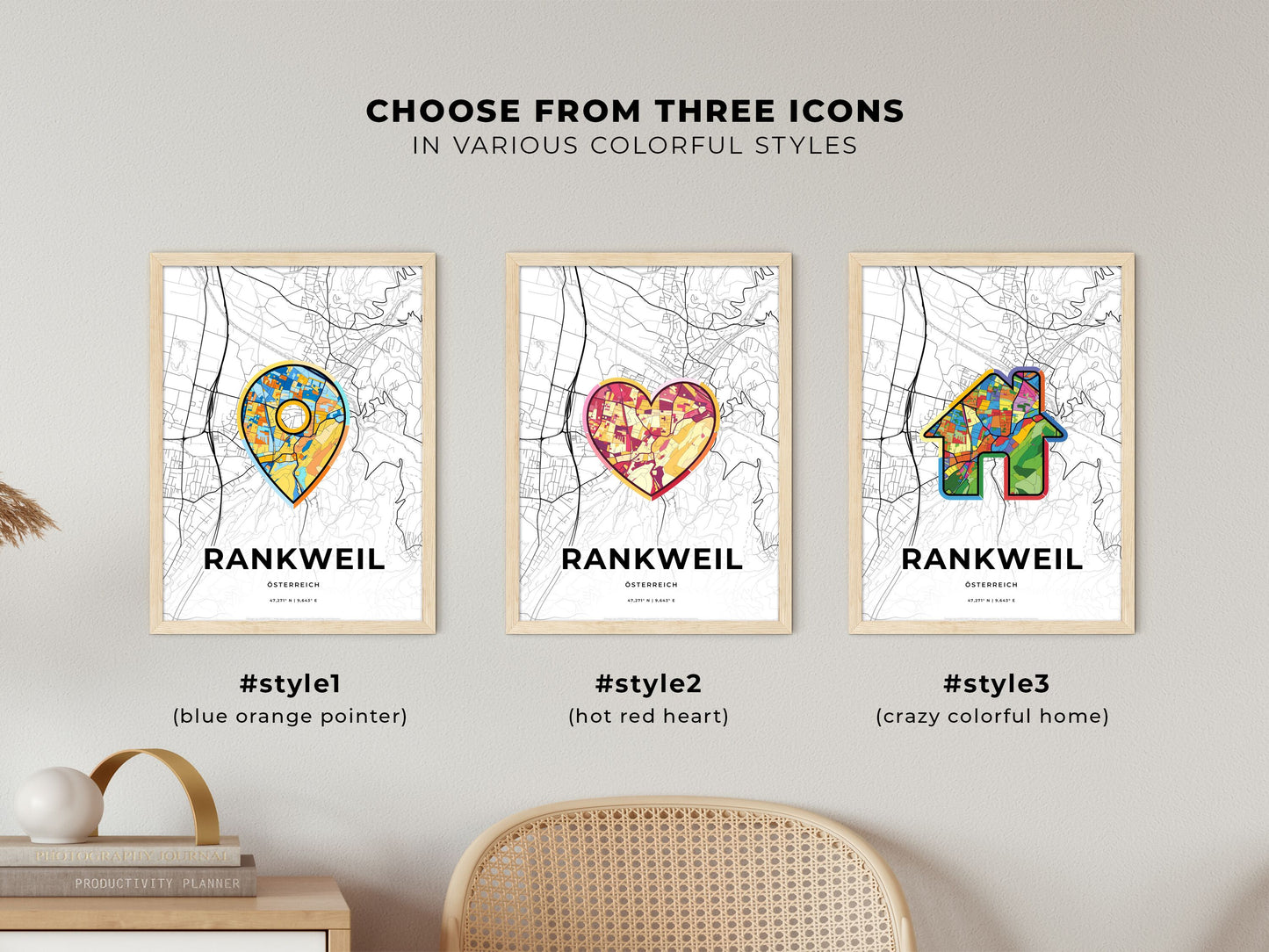 Rankweil Austria maps with colorful icons