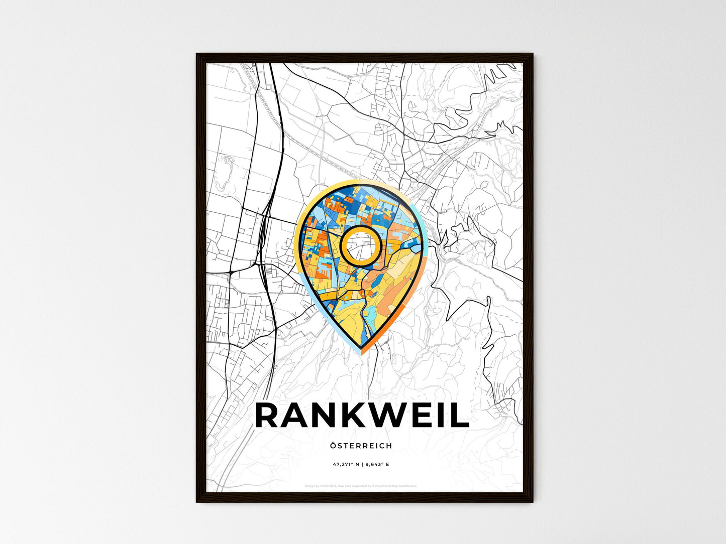 Rankweil Austria wedding art map with pointer icon