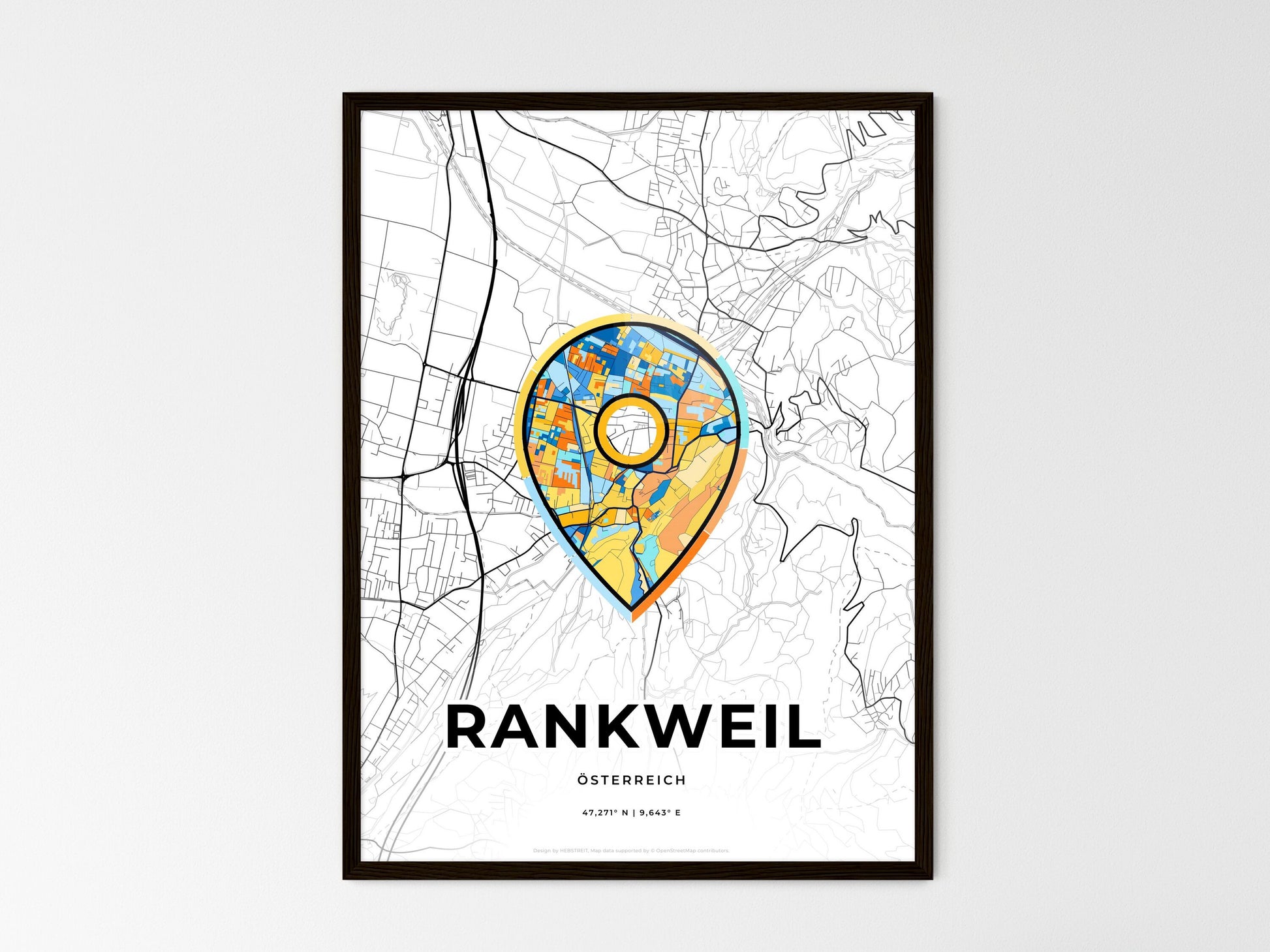 Rankweil Austria wedding art map with pointer icon