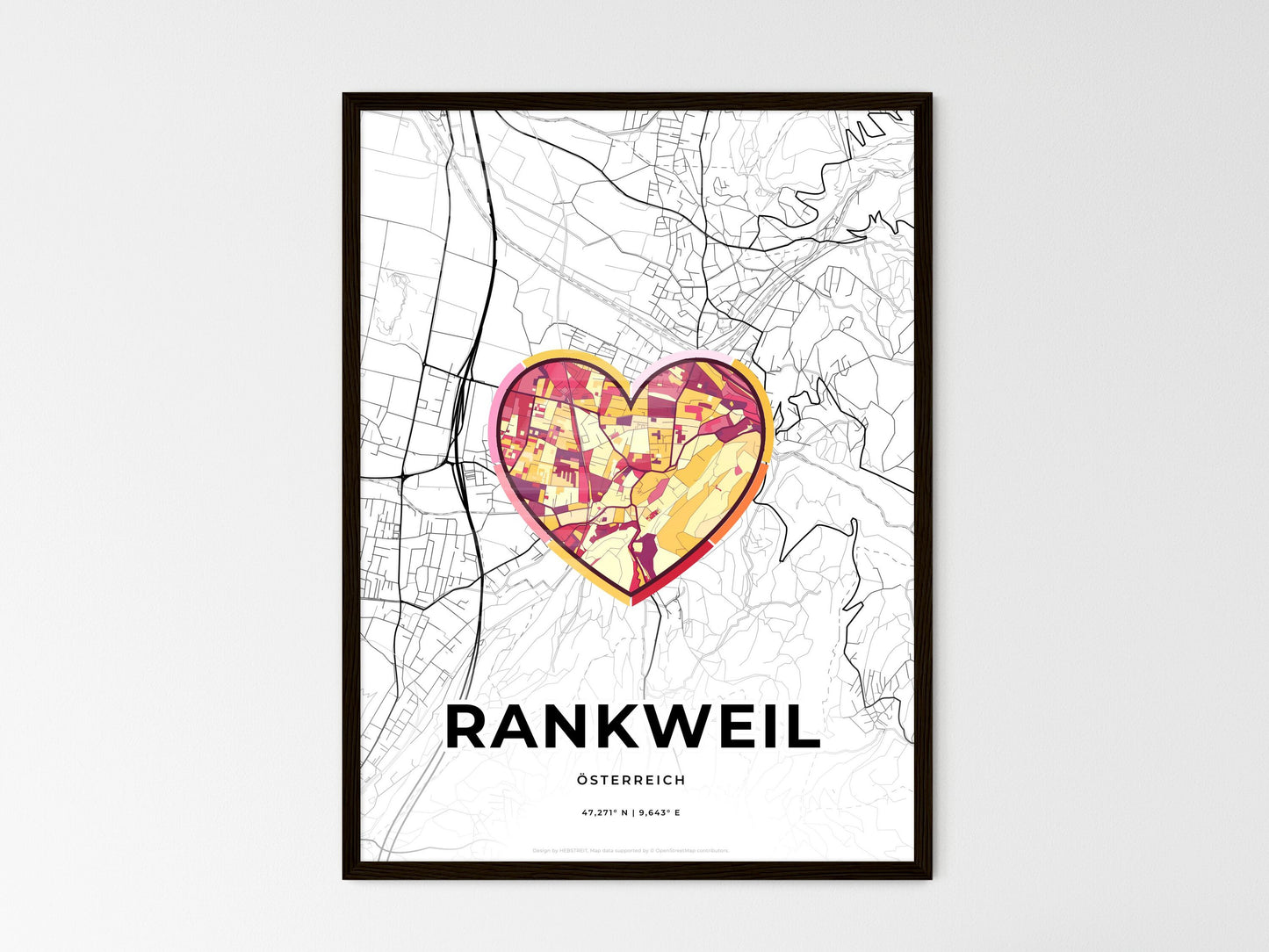 Rankweil Austria wedding art map with heart icon