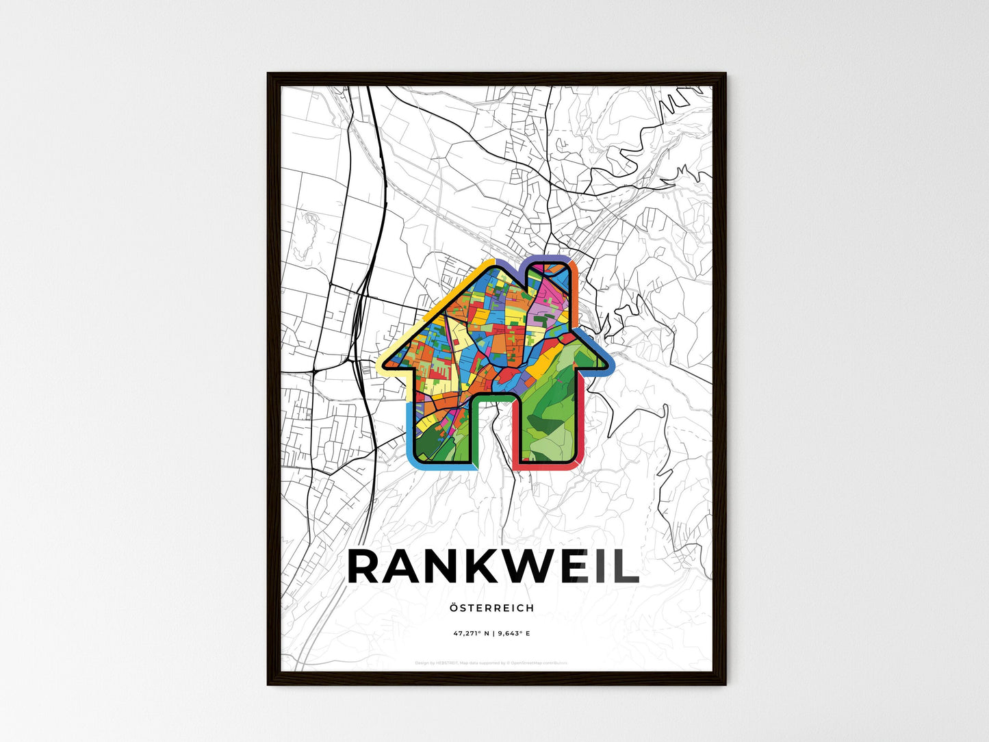 Rankweil Austria wedding art map with home icon