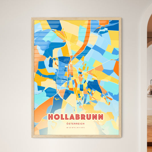 Colorful HOLLABRUNN AUSTRIA Fine Art Map Blue Orange