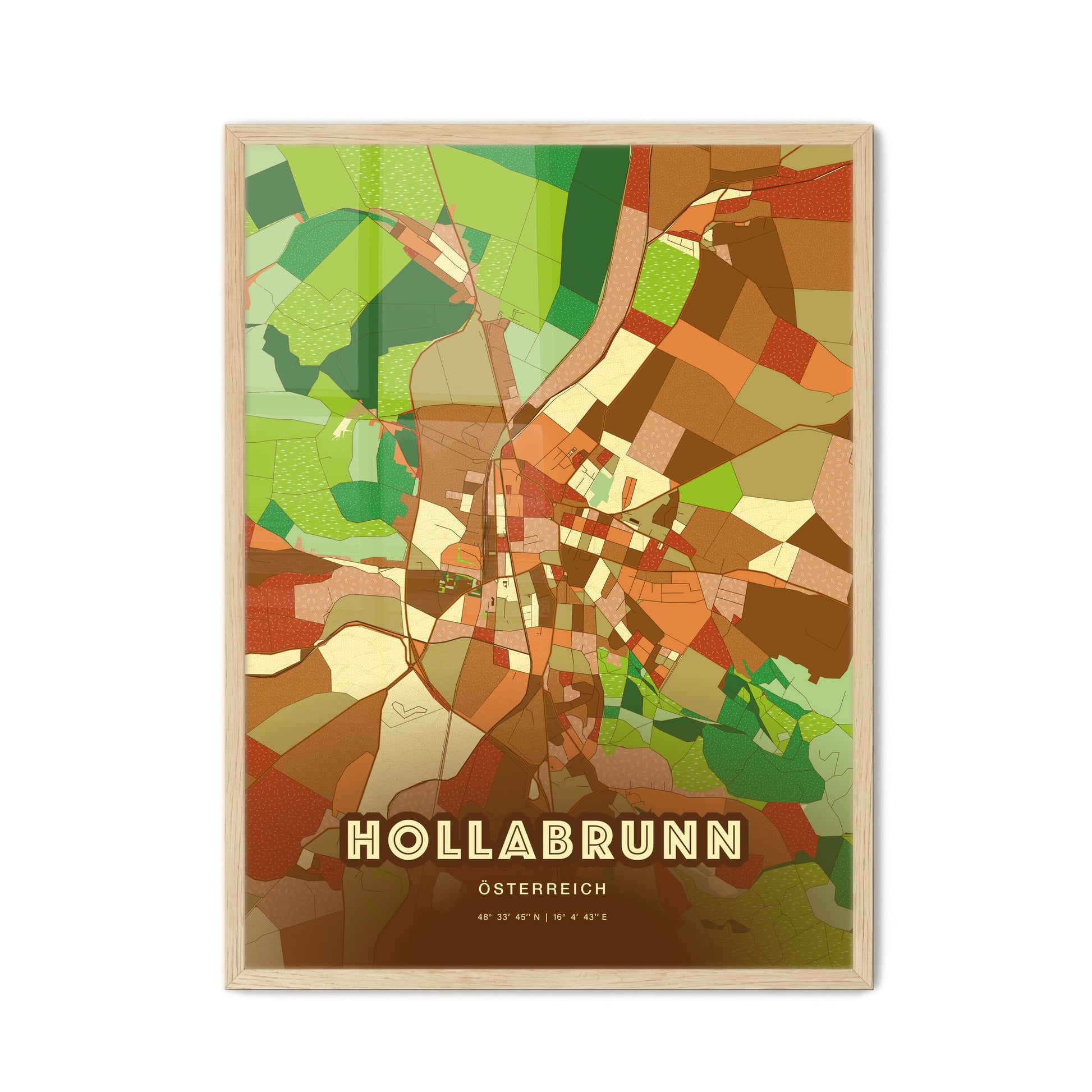 Colorful HOLLABRUNN AUSTRIA Fine Art Map Farmhouse