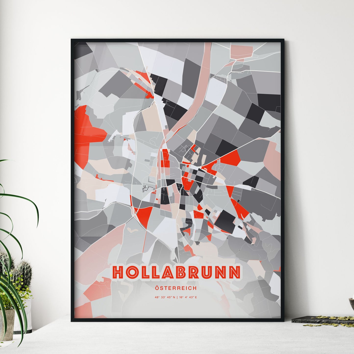 Colorful HOLLABRUNN AUSTRIA Fine Art Map Modern