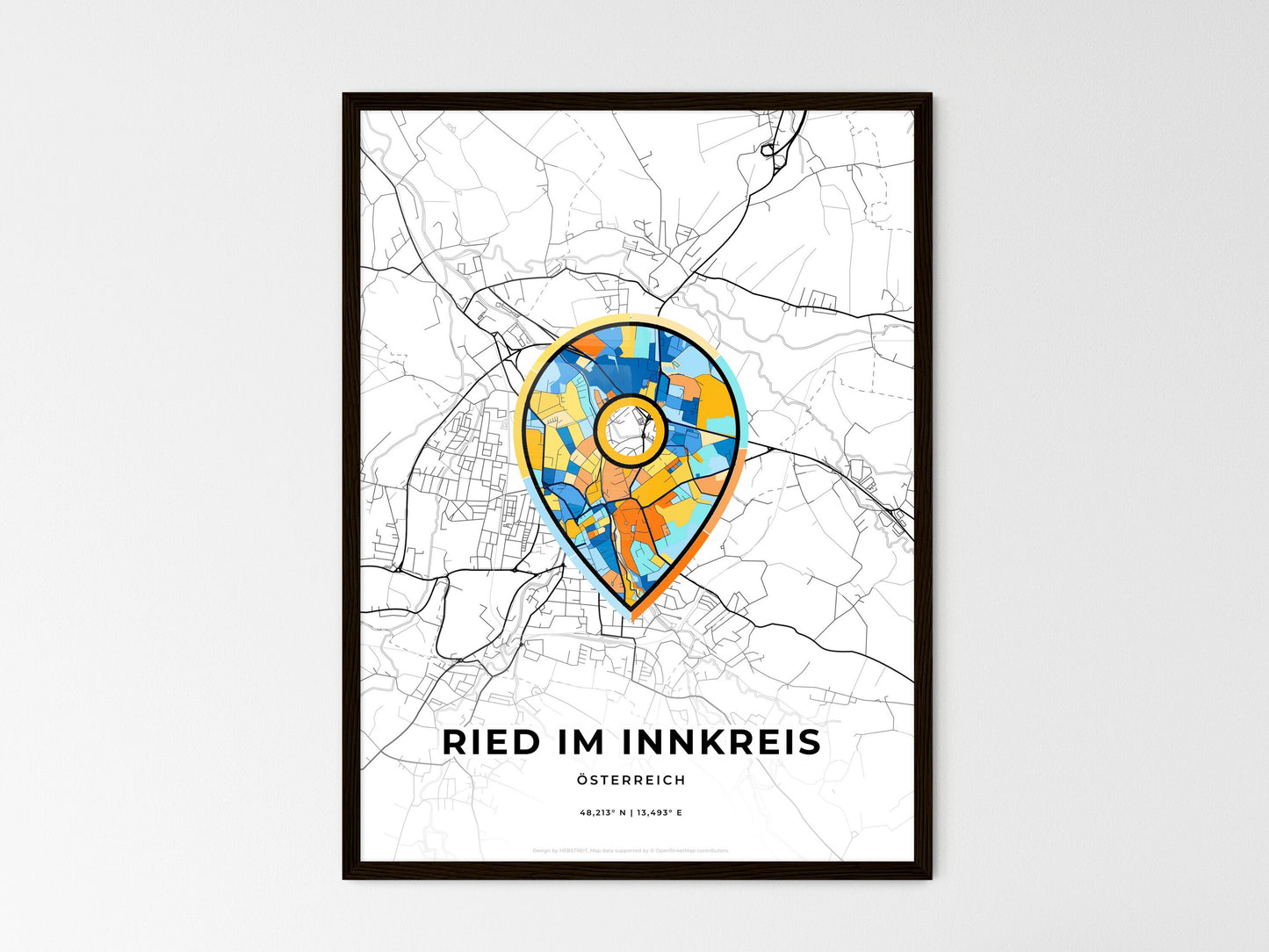 Ried Im Innkreis Austria wedding art map with pointer icon