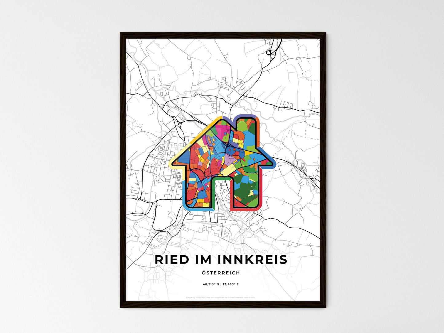 Ried Im Innkreis Austria wedding art map with home icon