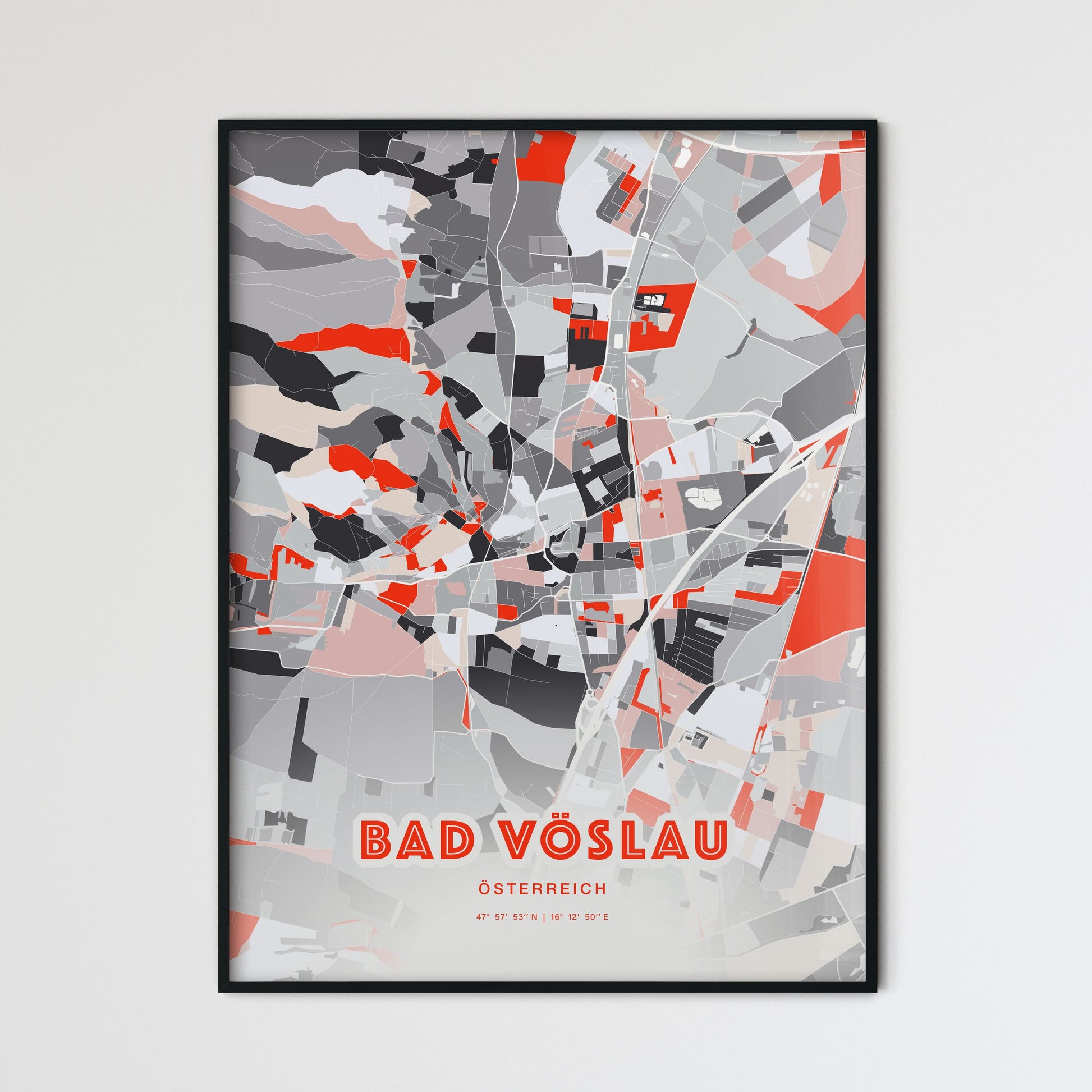 Colorful BAD VÖSLAU AUSTRIA Fine Art Map Modern