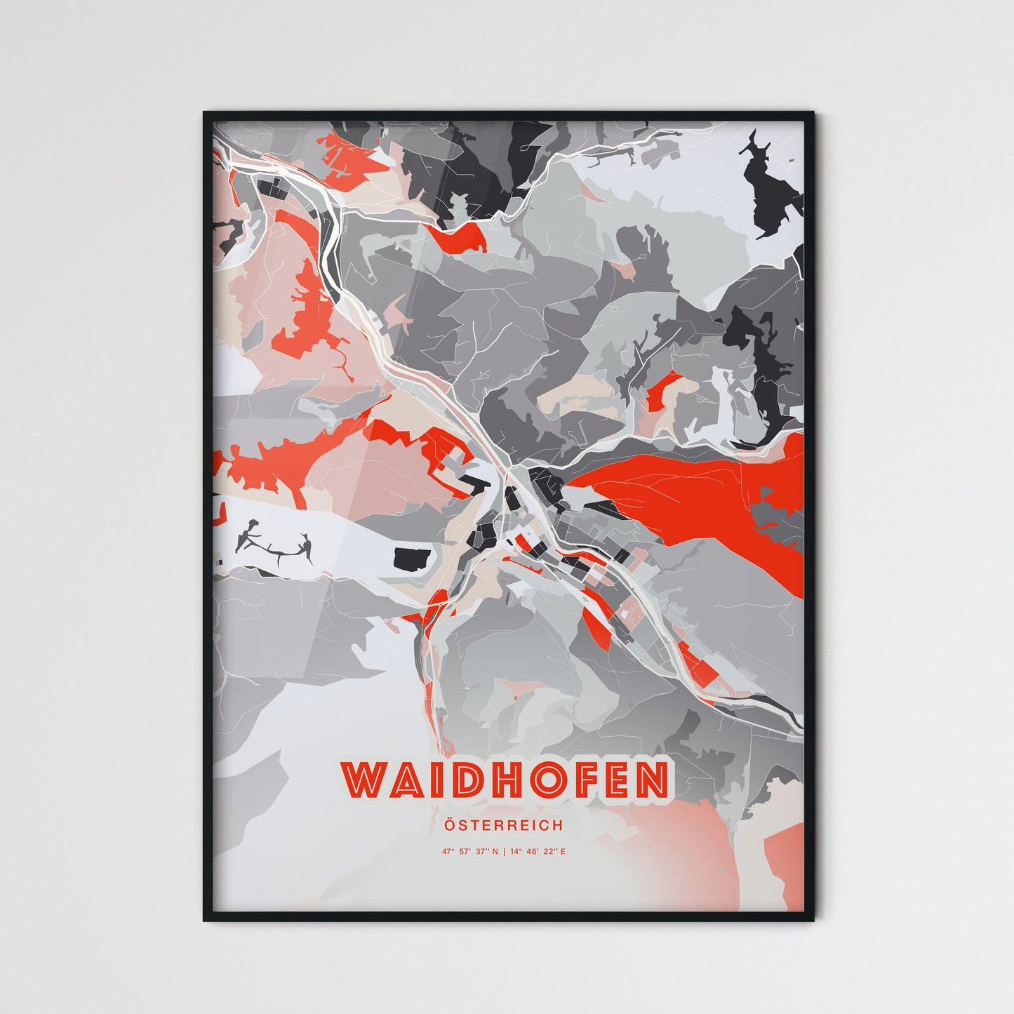 Colorful WAIDHOFEN AUSTRIA Fine Art Map Modern