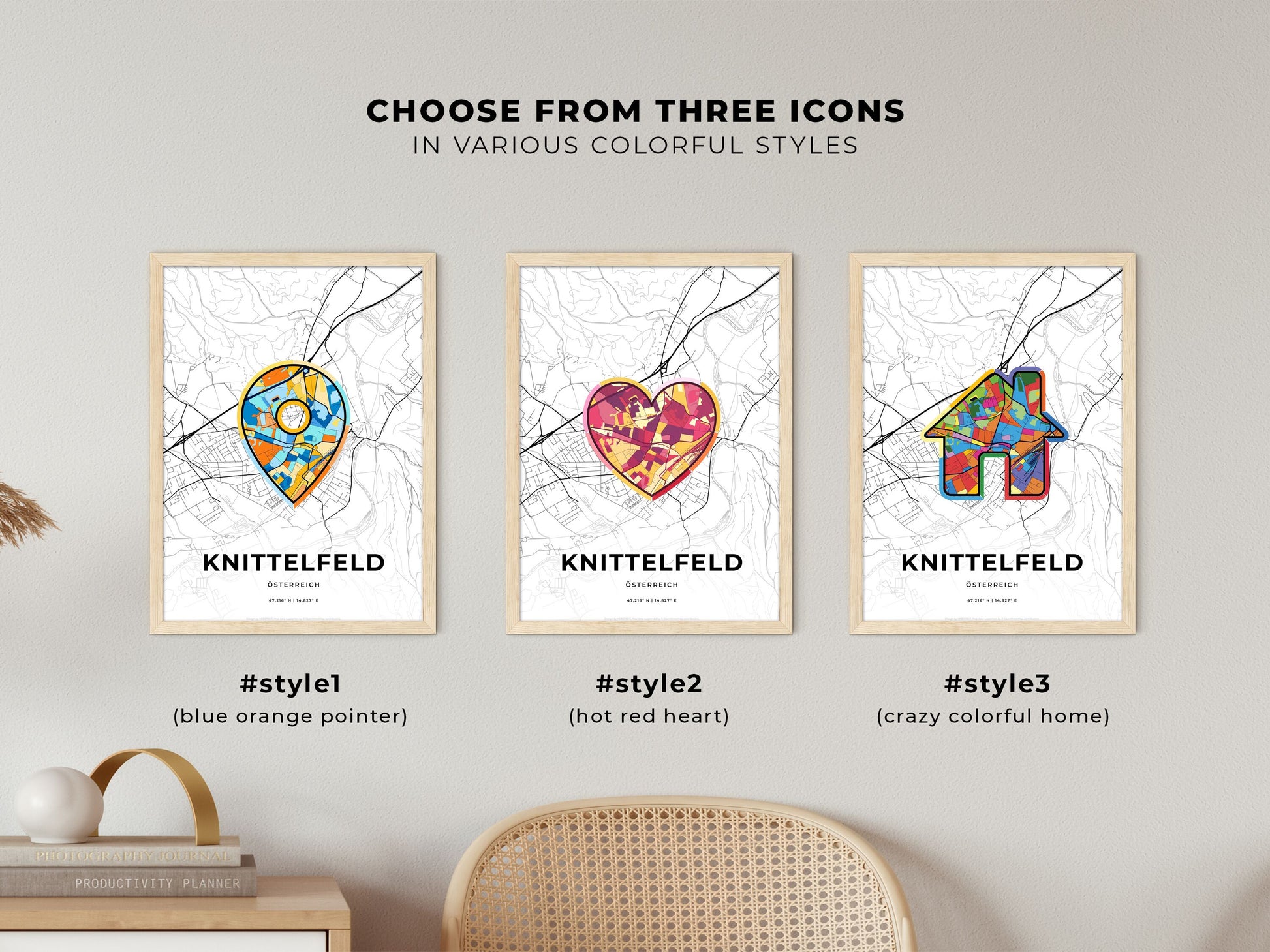 Knittelfeld Austria maps with colorful icons