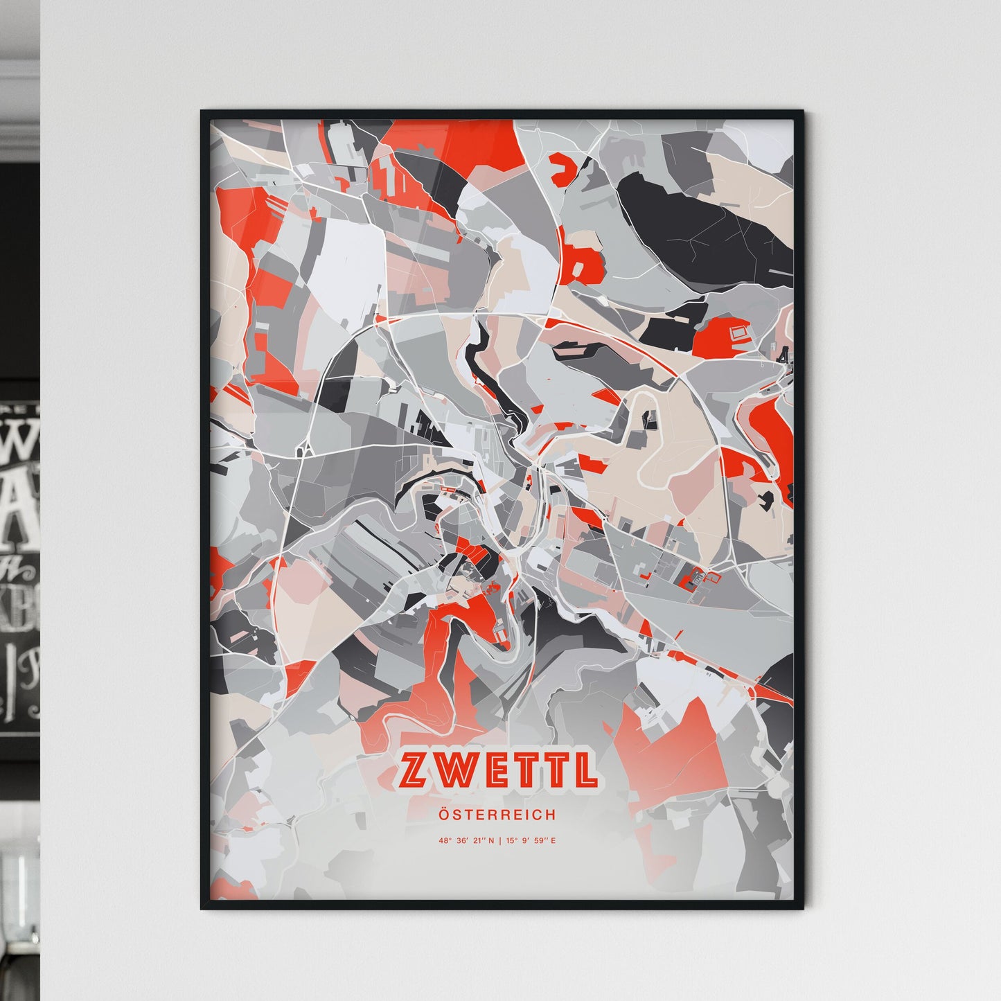 Colorful ZWETTL AUSTRIA Fine Art Map Modern