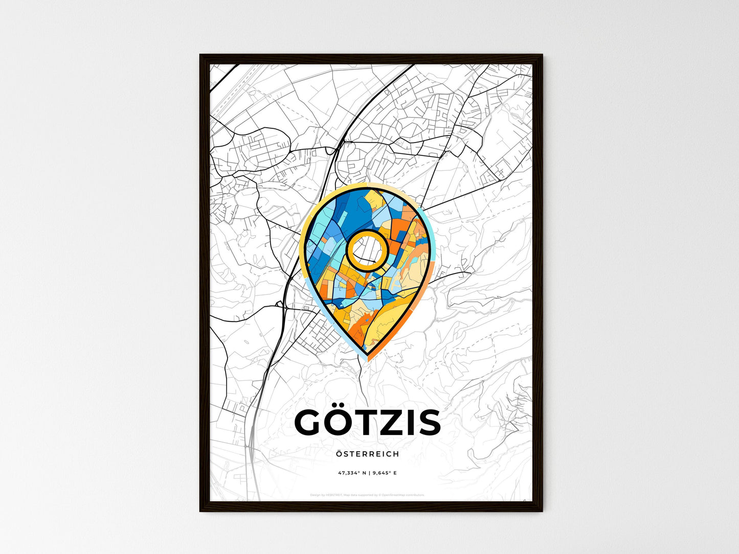 Götzis Austria wedding art map with pointer icon