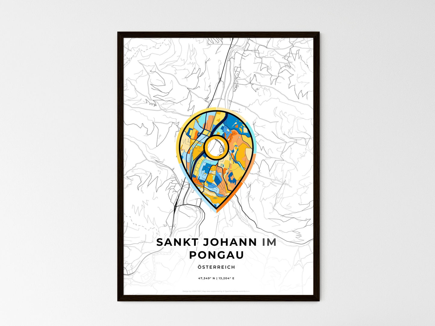 Sankt Johann Im Pongau Austria wedding art map with pointer icon