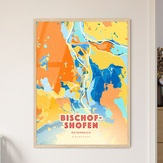 Colorful BISCHOFSHOFEN AUSTRIA Fine Art Map Blue Orange