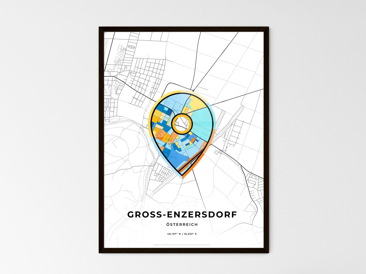 Gross-Enzersdorf Austria wedding art map with pointer icon