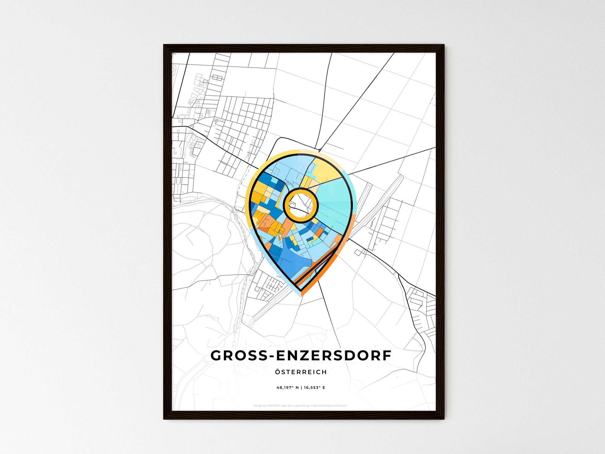 Gross-Enzersdorf Austria wedding art map with pointer icon