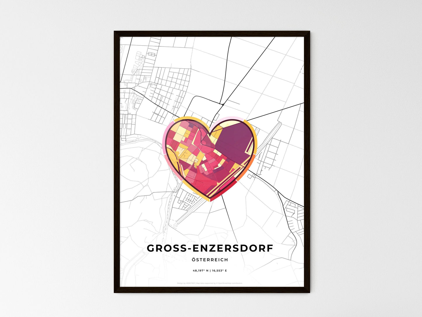 Gross-Enzersdorf Austria wedding art map with heart icon