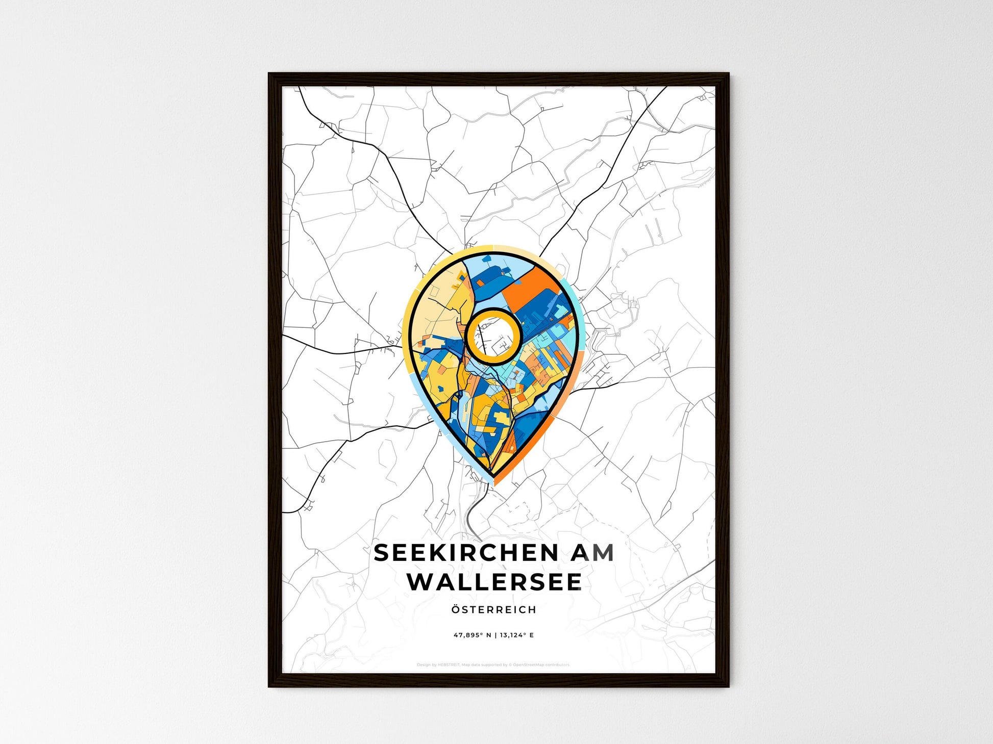 Seekirchen Am Wallersee Austria wedding art map with pointer icon