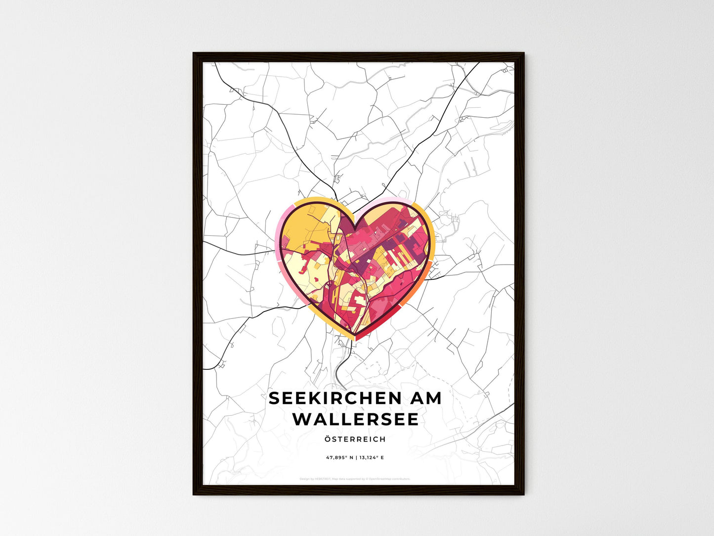 Seekirchen Am Wallersee Austria wedding art map with heart icon