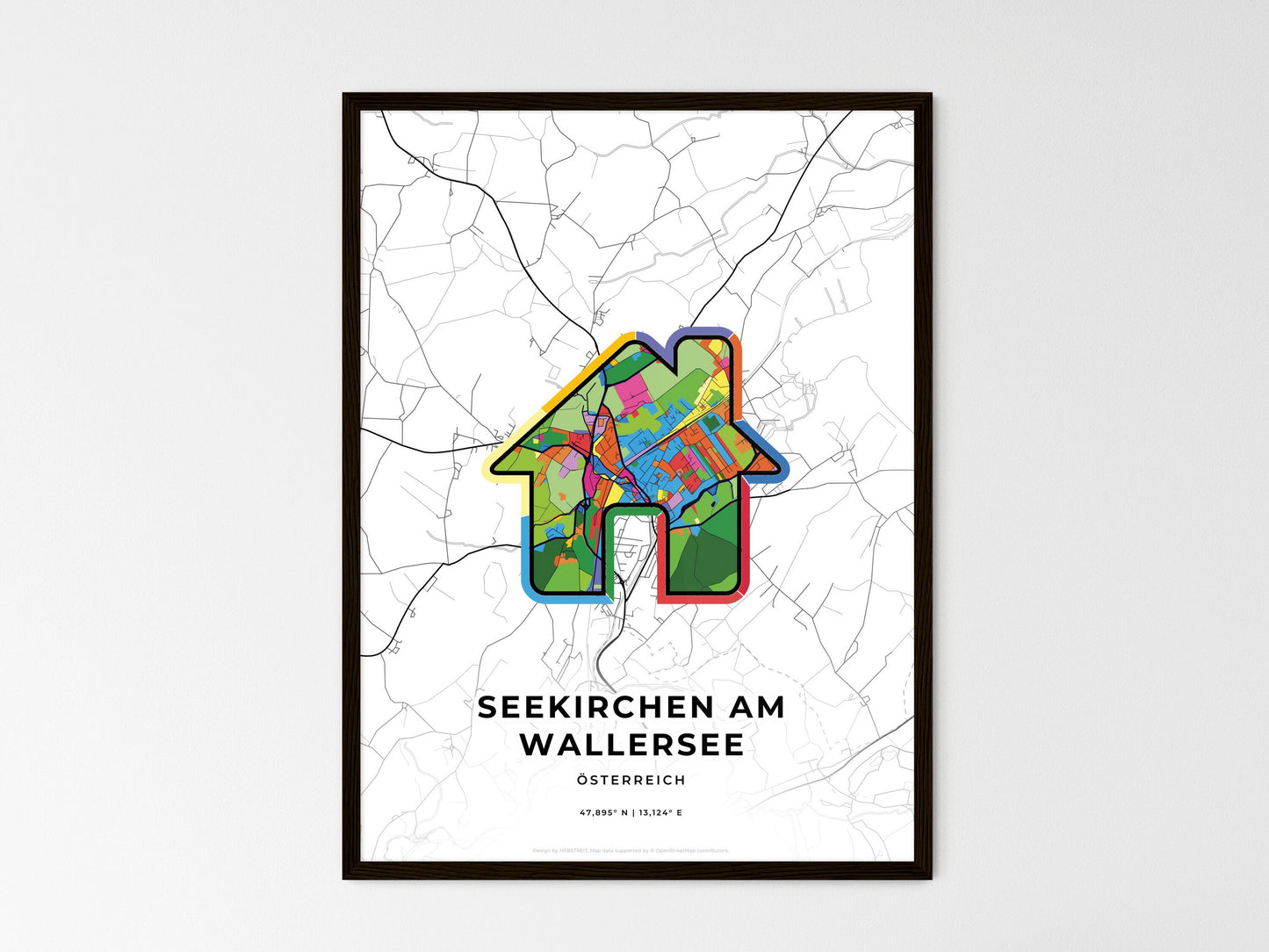 Seekirchen Am Wallersee Austria wedding art map with home icon