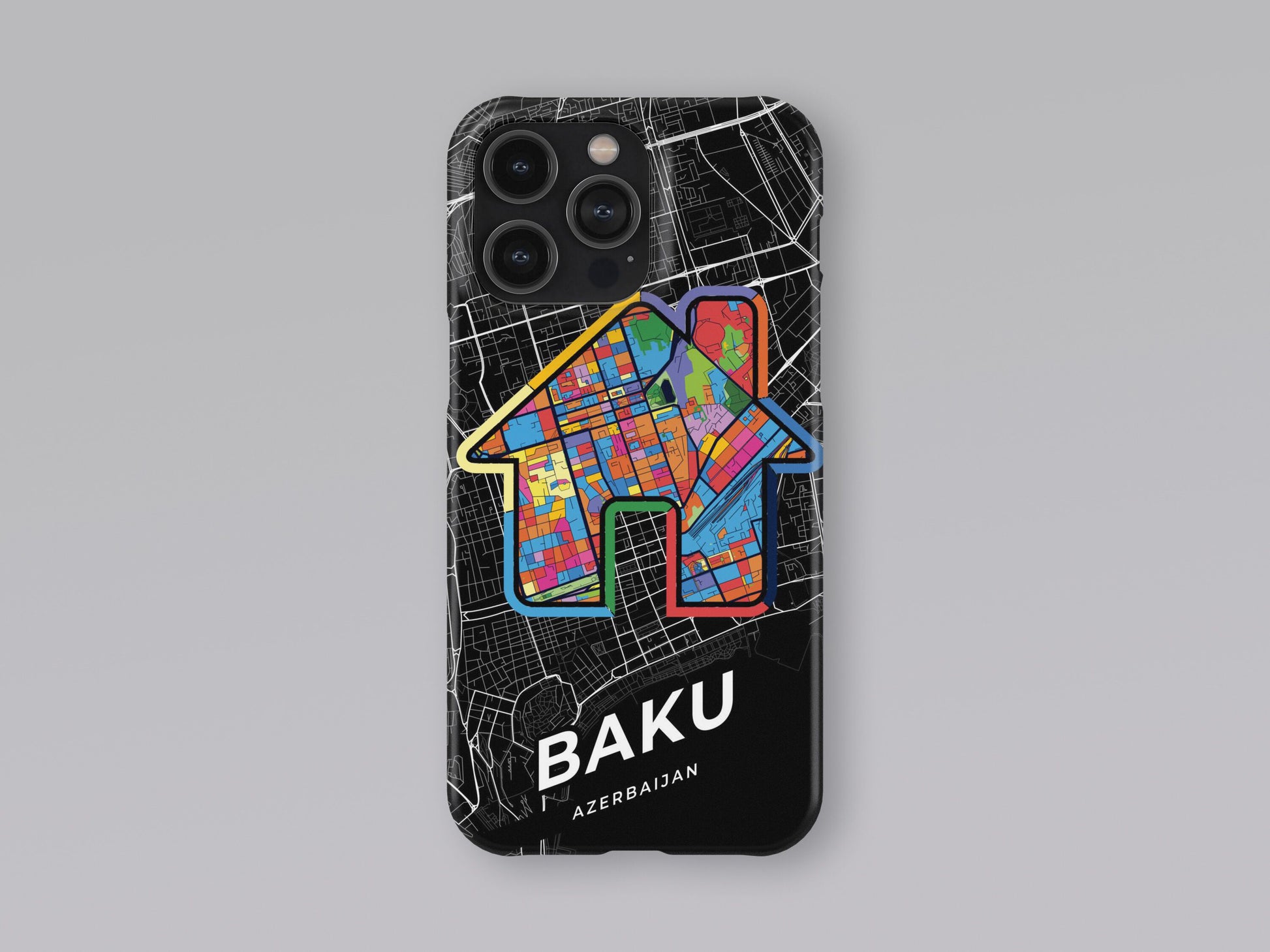 Baku Azerbaijan slim phone case with colorful icon. Birthday, wedding or housewarming gift. Couple match cases. 3