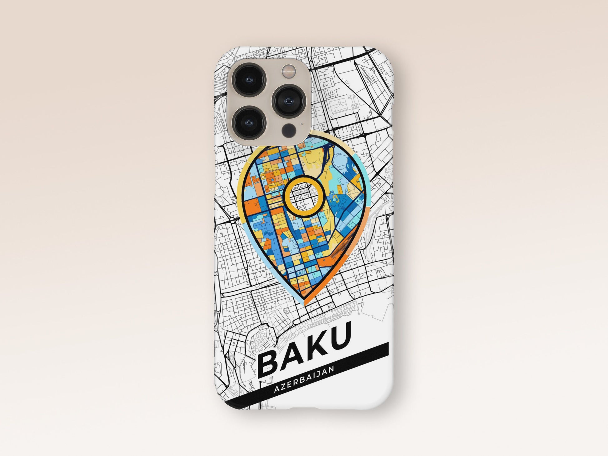 Baku Azerbaijan slim phone case with colorful icon. Birthday, wedding or housewarming gift. Couple match cases. 1