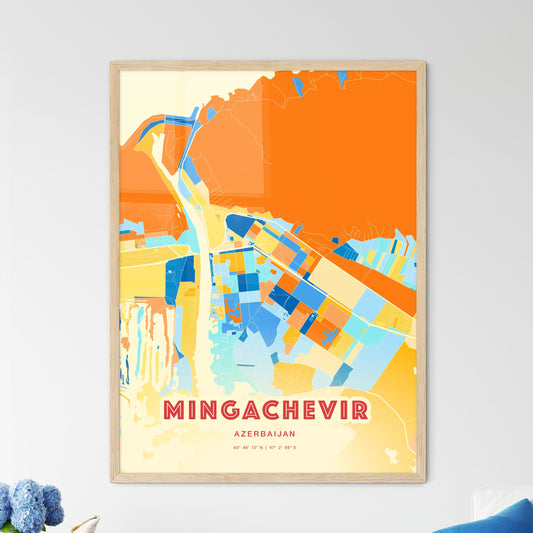 Colorful MINGACHEVIR AZERBAIJAN Fine Art Map Blue Orange