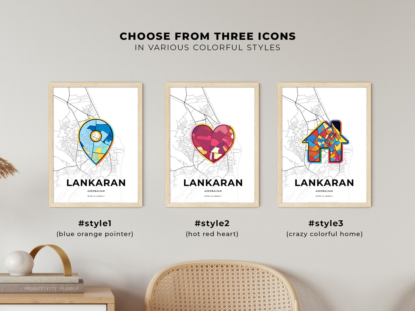 Lankaran Azerbaijan maps with colorful icons