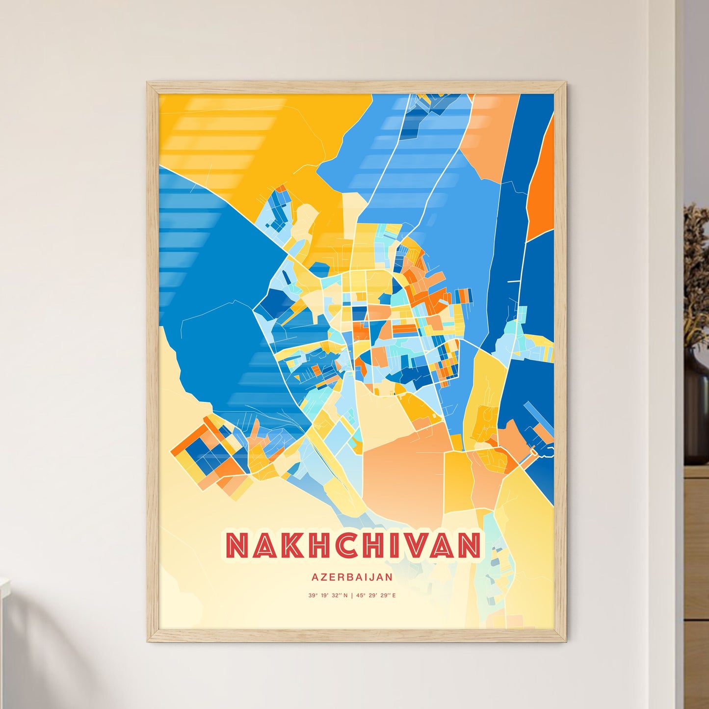 Colorful NAKHCHIVAN AZERBAIJAN Fine Art Map Blue Orange