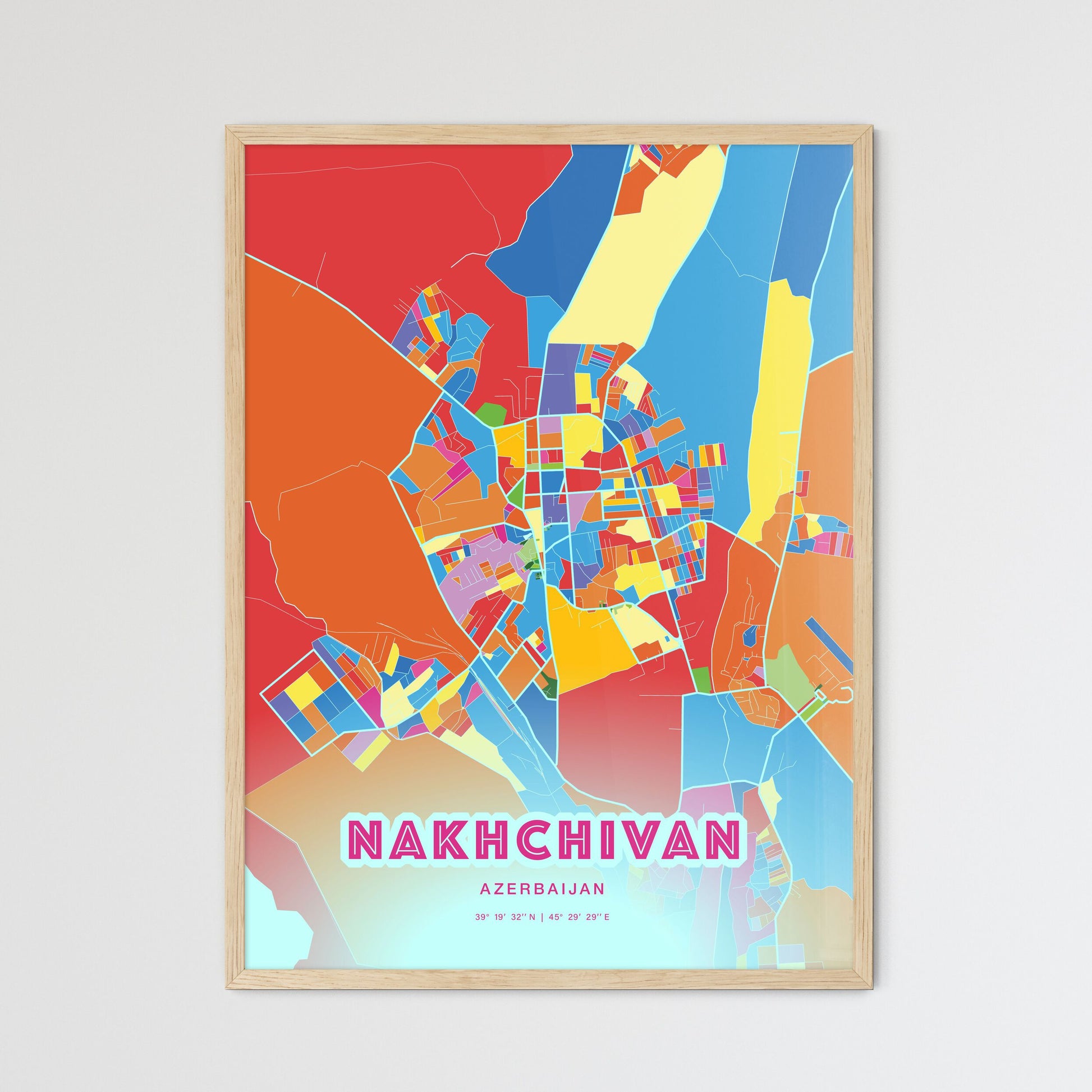 Colorful NAKHCHIVAN AZERBAIJAN Fine Art Map Crazy Colors