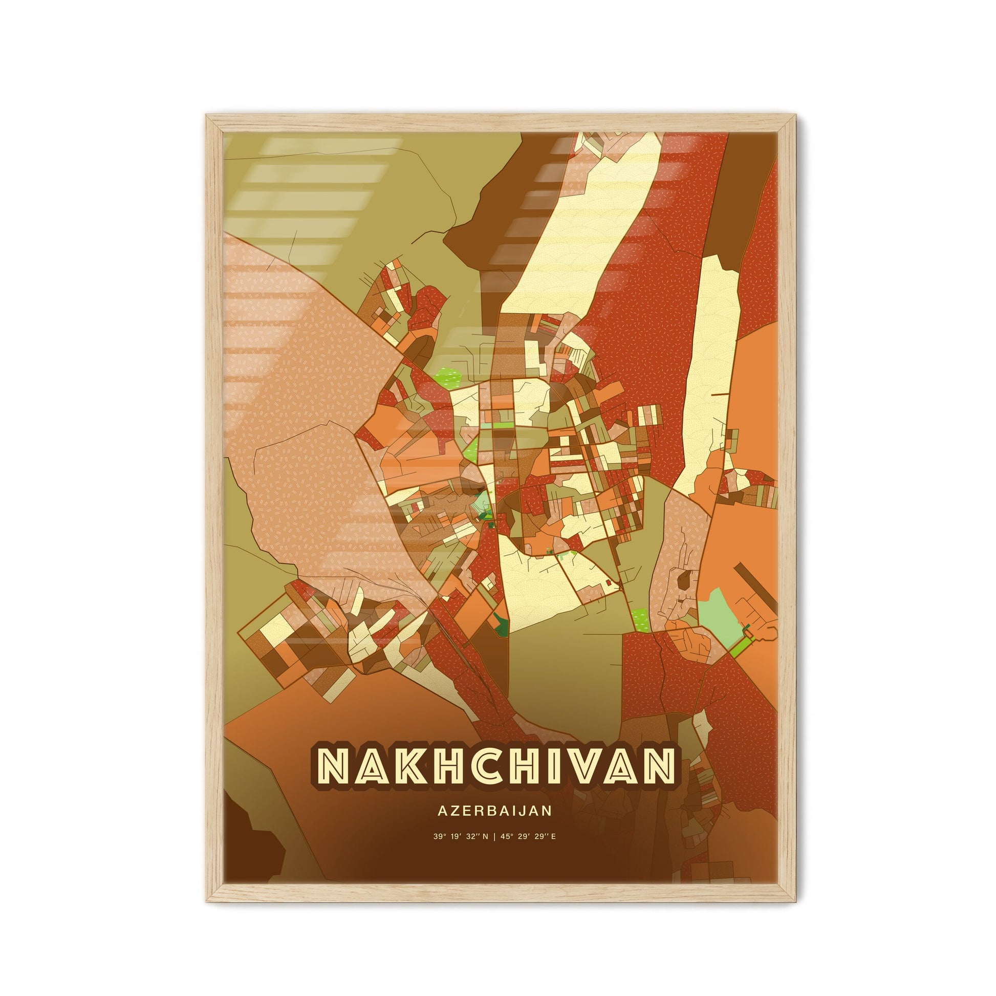 Colorful NAKHCHIVAN AZERBAIJAN Fine Art Map Farmhouse