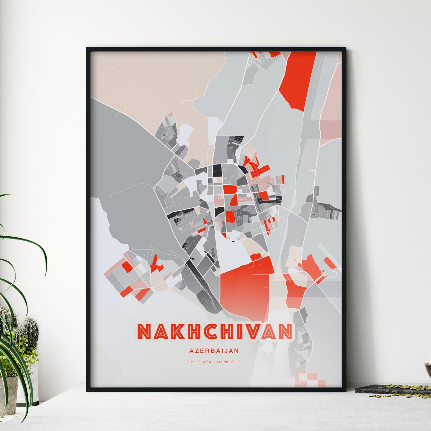 Colorful NAKHCHIVAN AZERBAIJAN Fine Art Map Modern