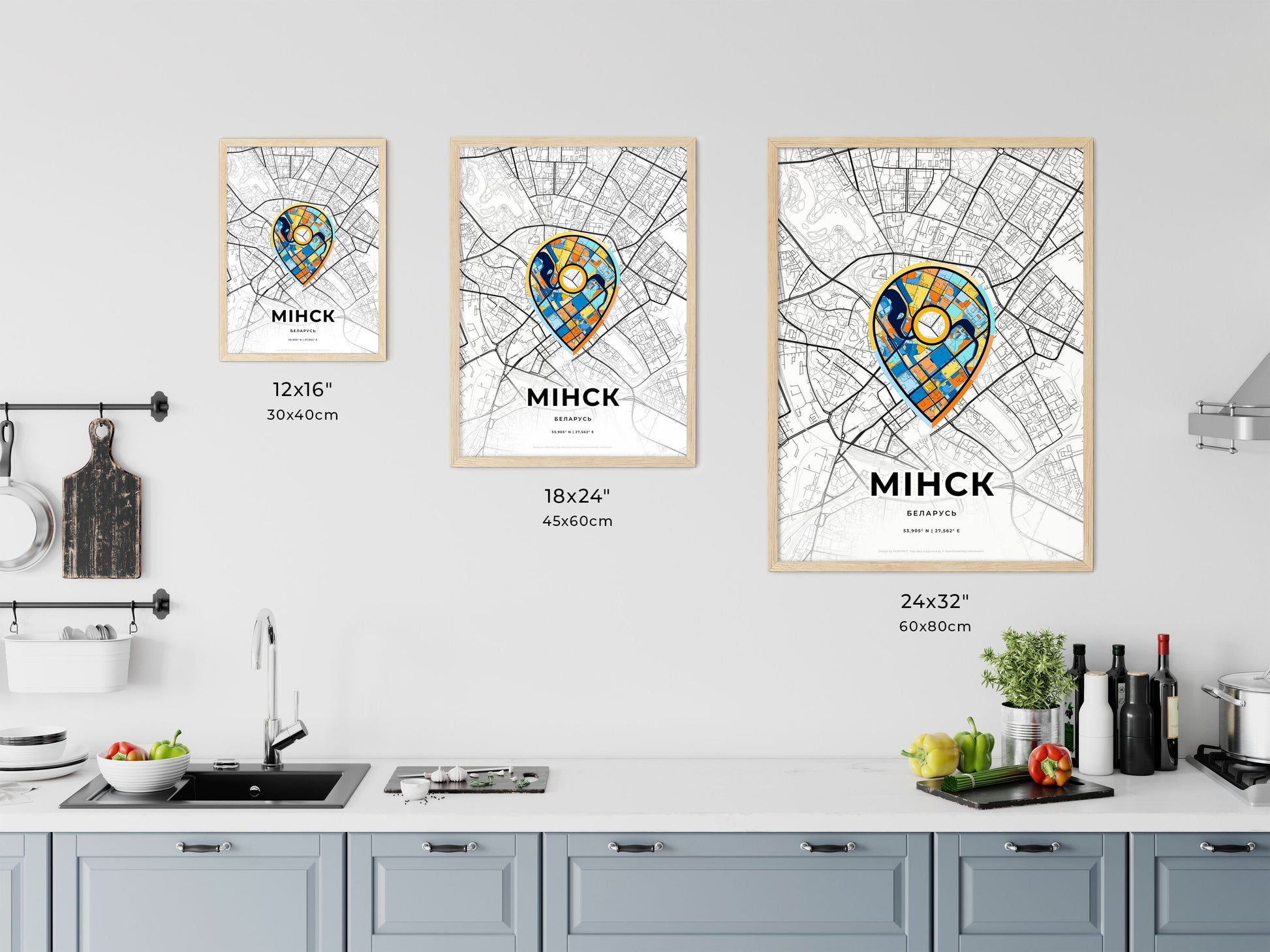 Minsk Belarus art map size chart
