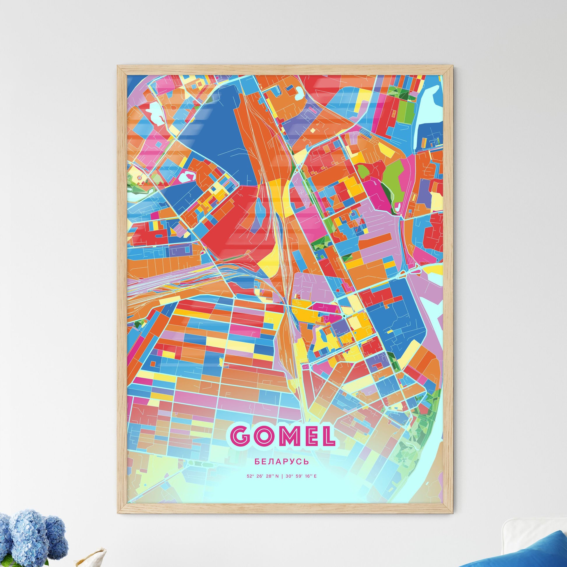 Colorful GOMEL BELARUS Fine Art Map Crazy Colors