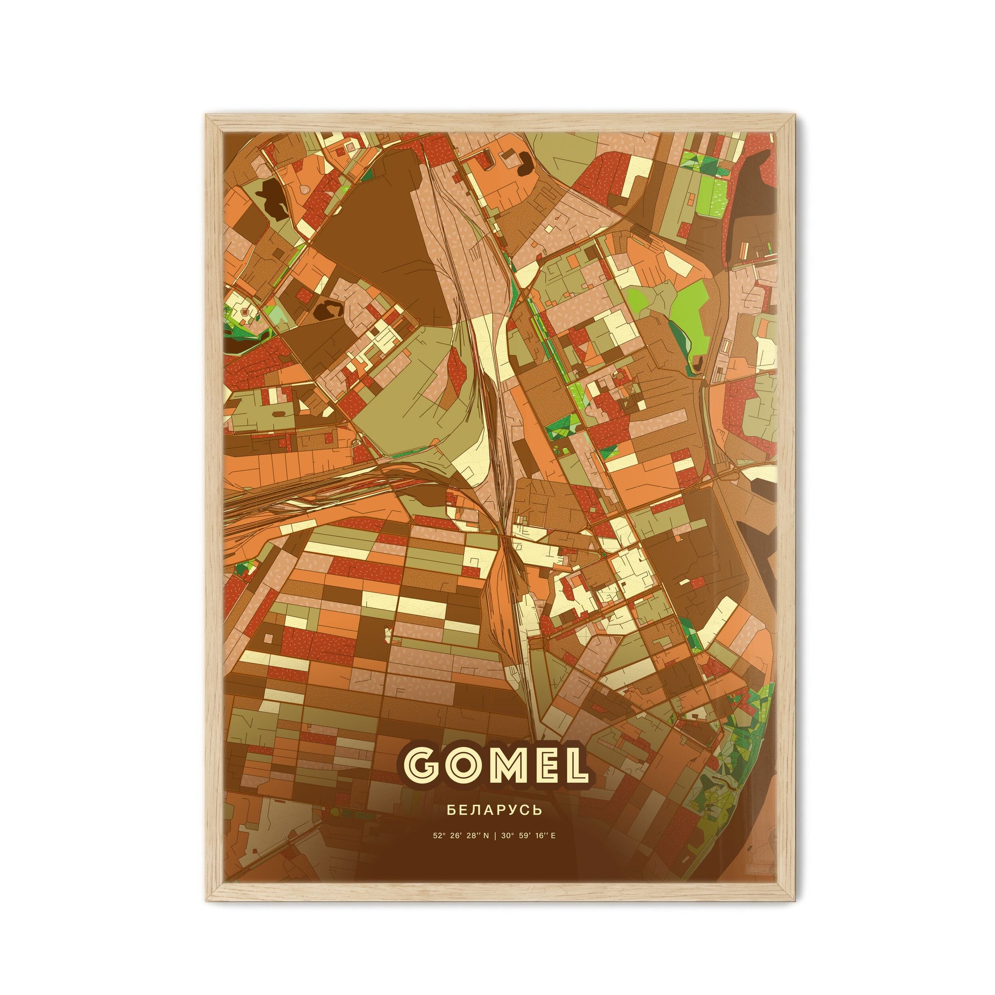 Colorful GOMEL BELARUS Fine Art Map Farmhouse