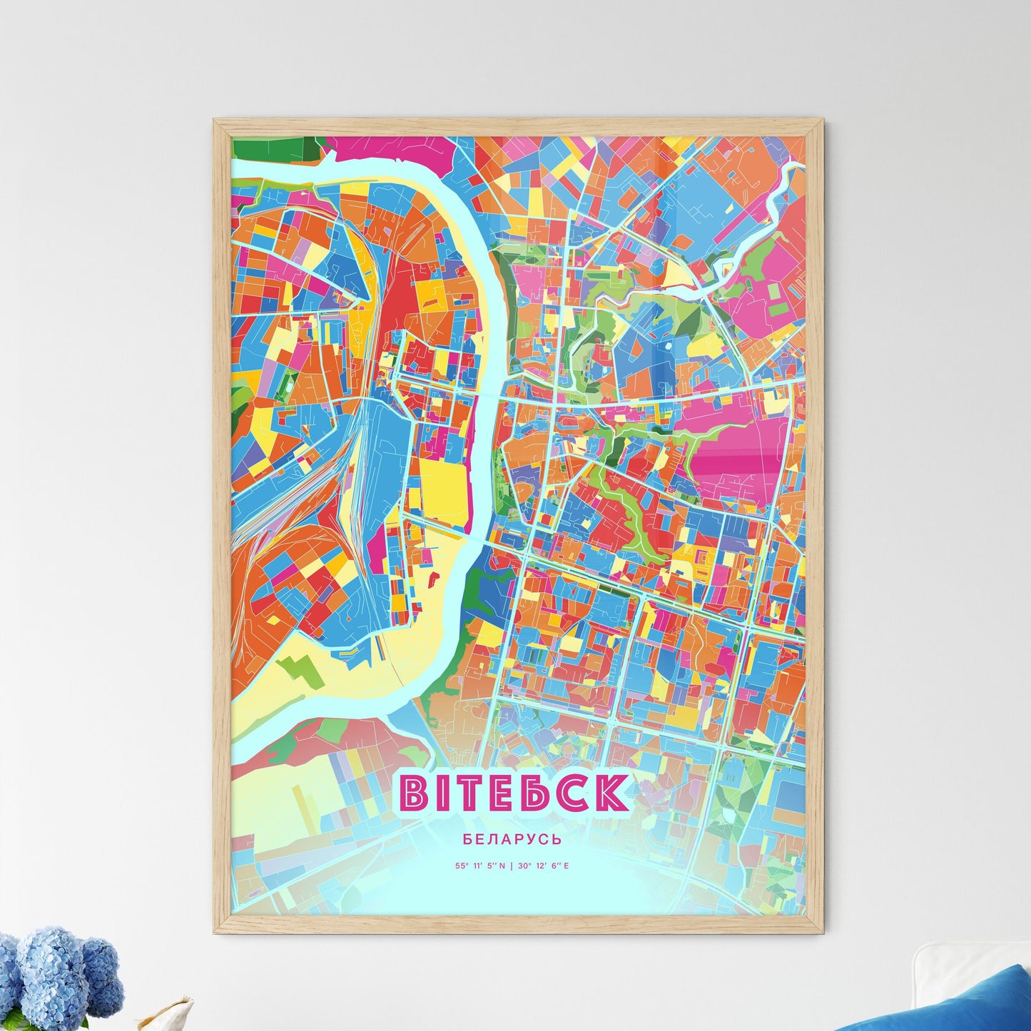Colorful VITEBSK BELARUS Fine Art Map Crazy Colors