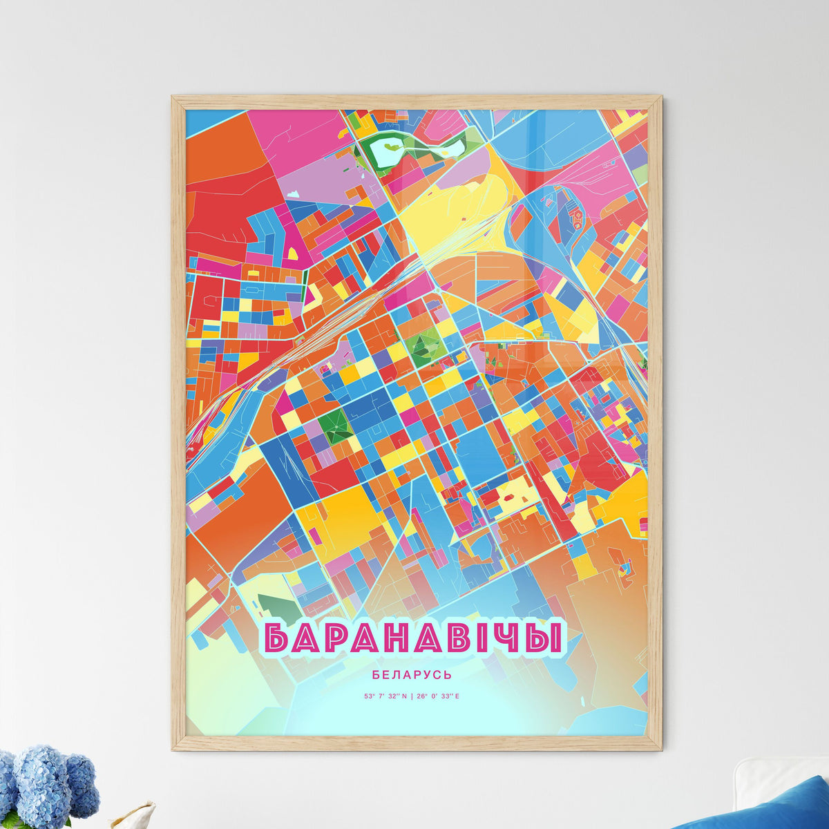 Colorful BARANAVICHY BELARUS Fine Art Map Crazy Colors