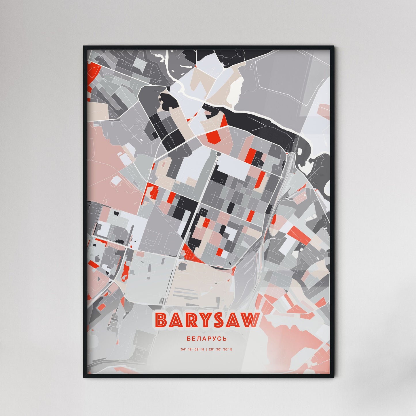 Colorful BARYSAW BELARUS Fine Art Map Modern