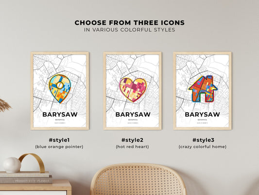 Barysaw Belarus maps with colorful icons
