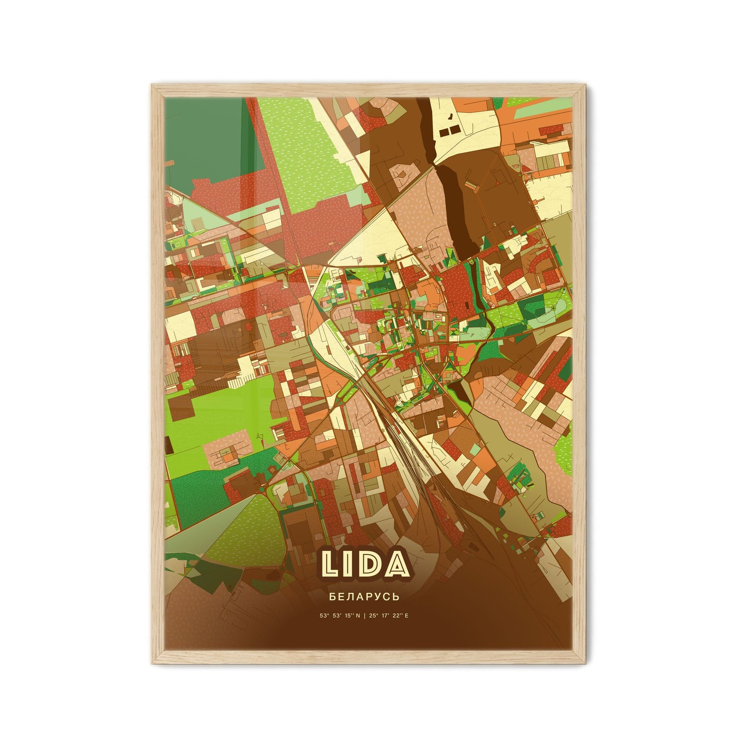 Colorful LIDA BELARUS Fine Art Map Farmhouse