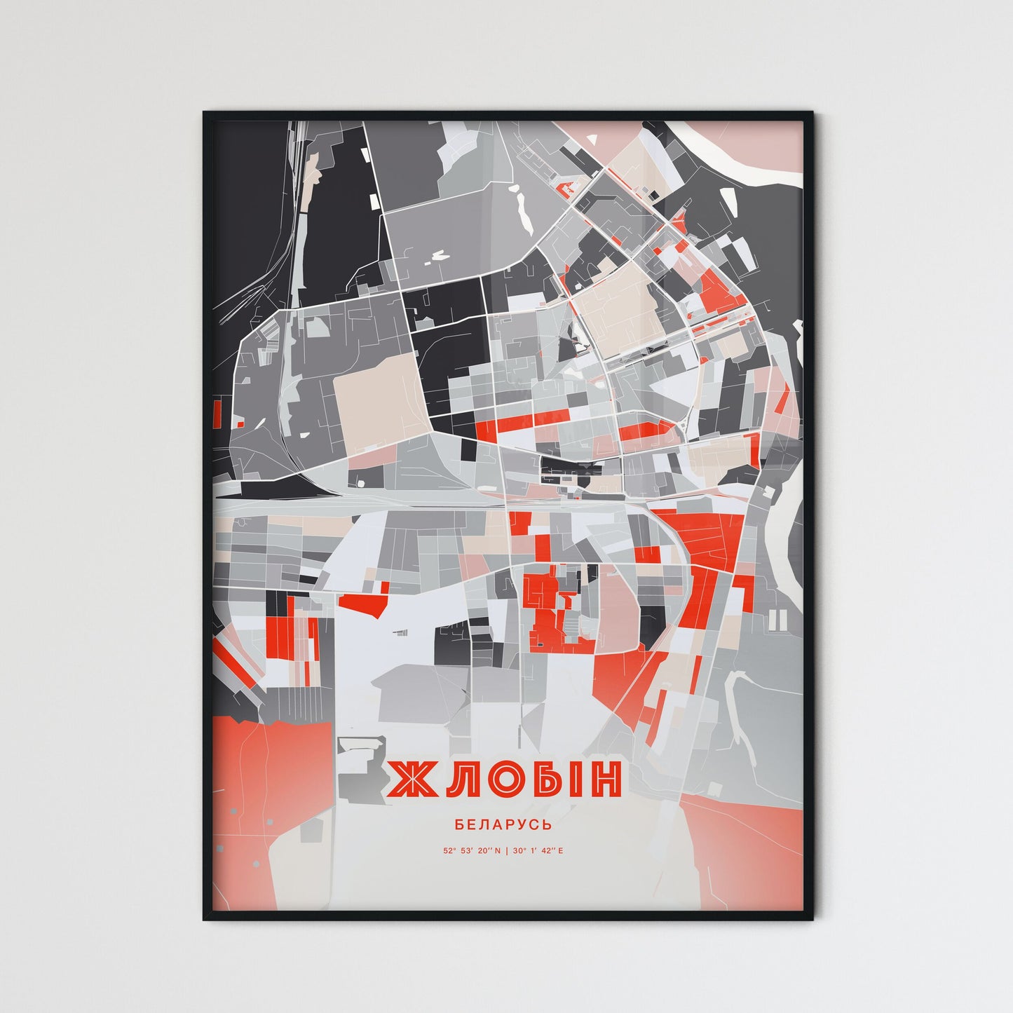 Colorful ZHLOBIN BELARUS Fine Art Map Modern