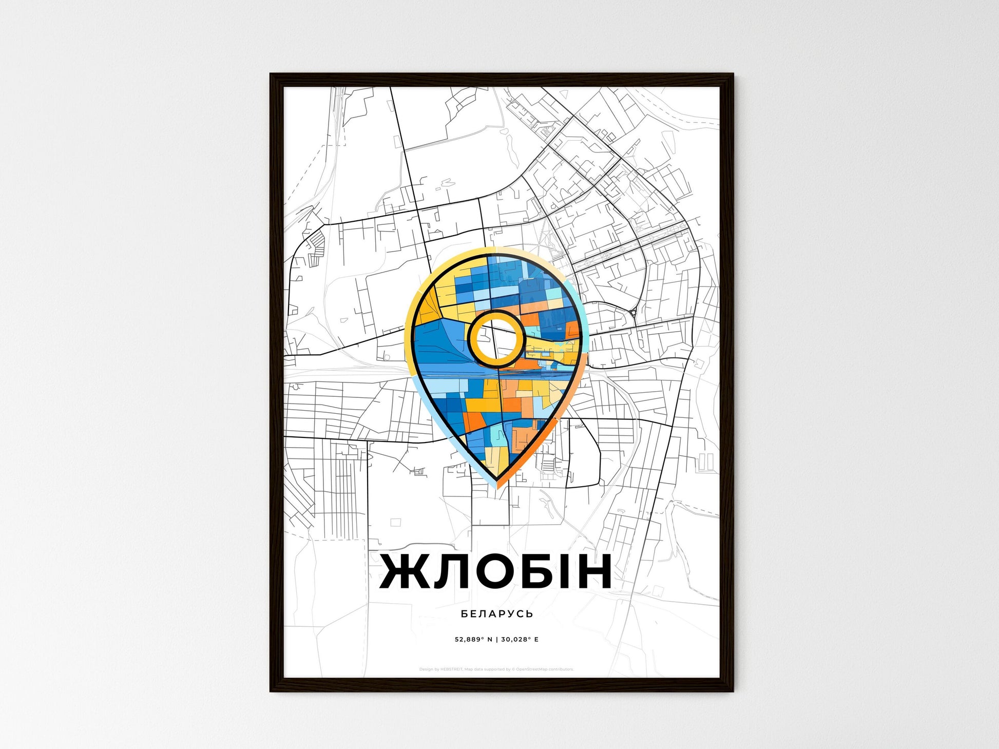 Zhlobin Belarus wedding art map with pointer icon