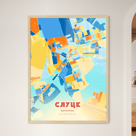 Colorful SLUTSK BELARUS Fine Art Map Blue Orange